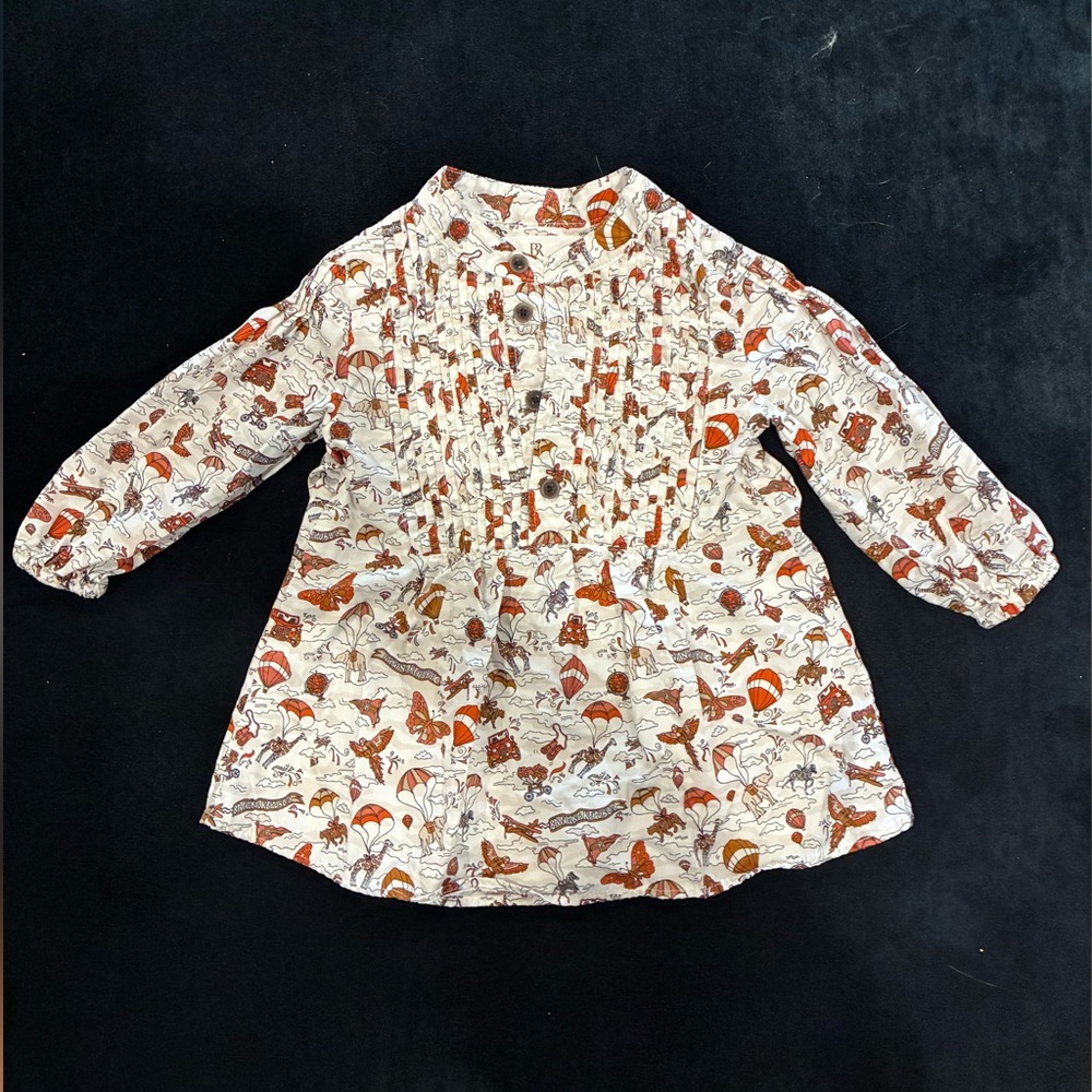 Banana Republic Kids Animal Print Blouse - Cream and Orange